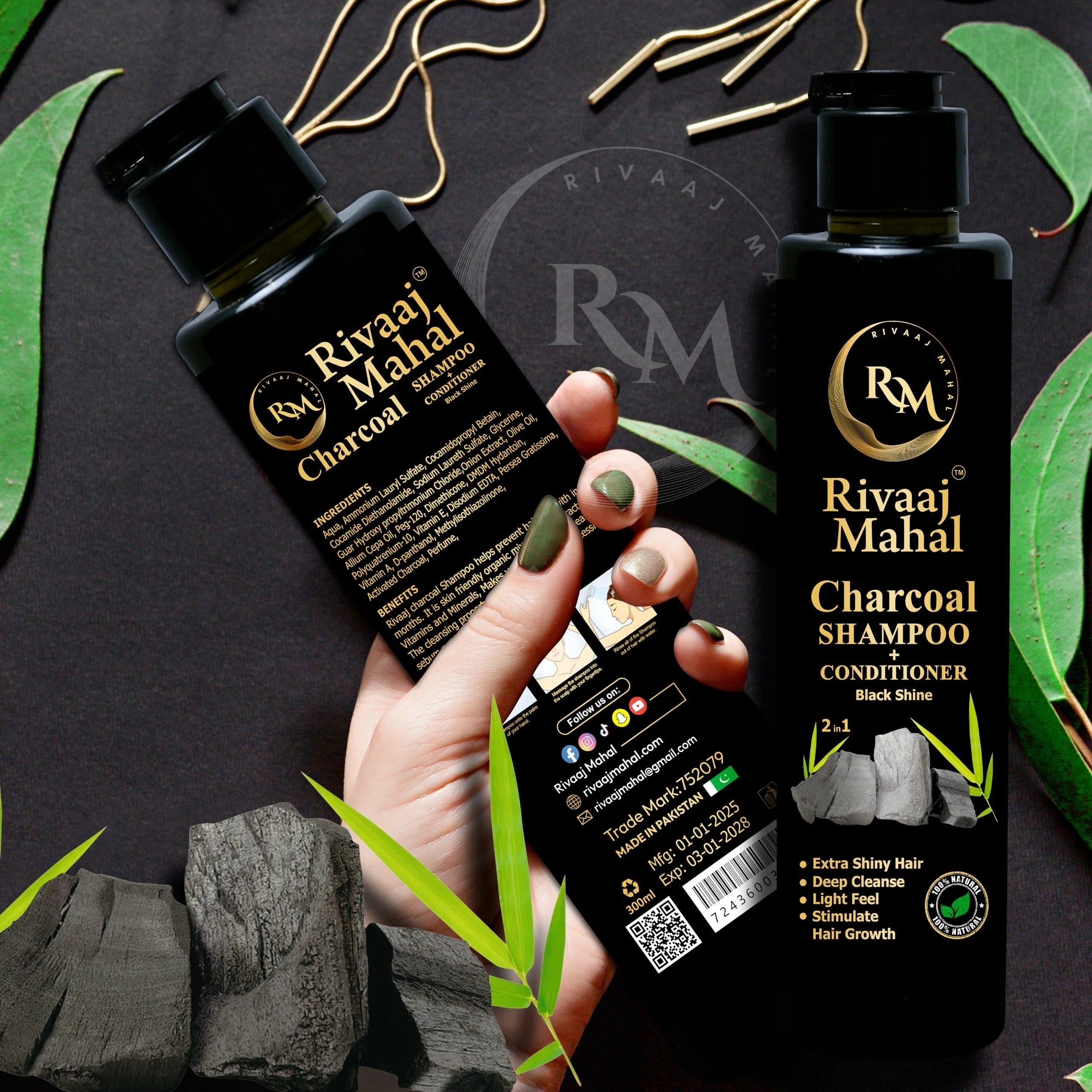 Rivaaj Mahal 100% Herbal Oil + Shampoo Combo – Nourish & Strengthen Your Hair.